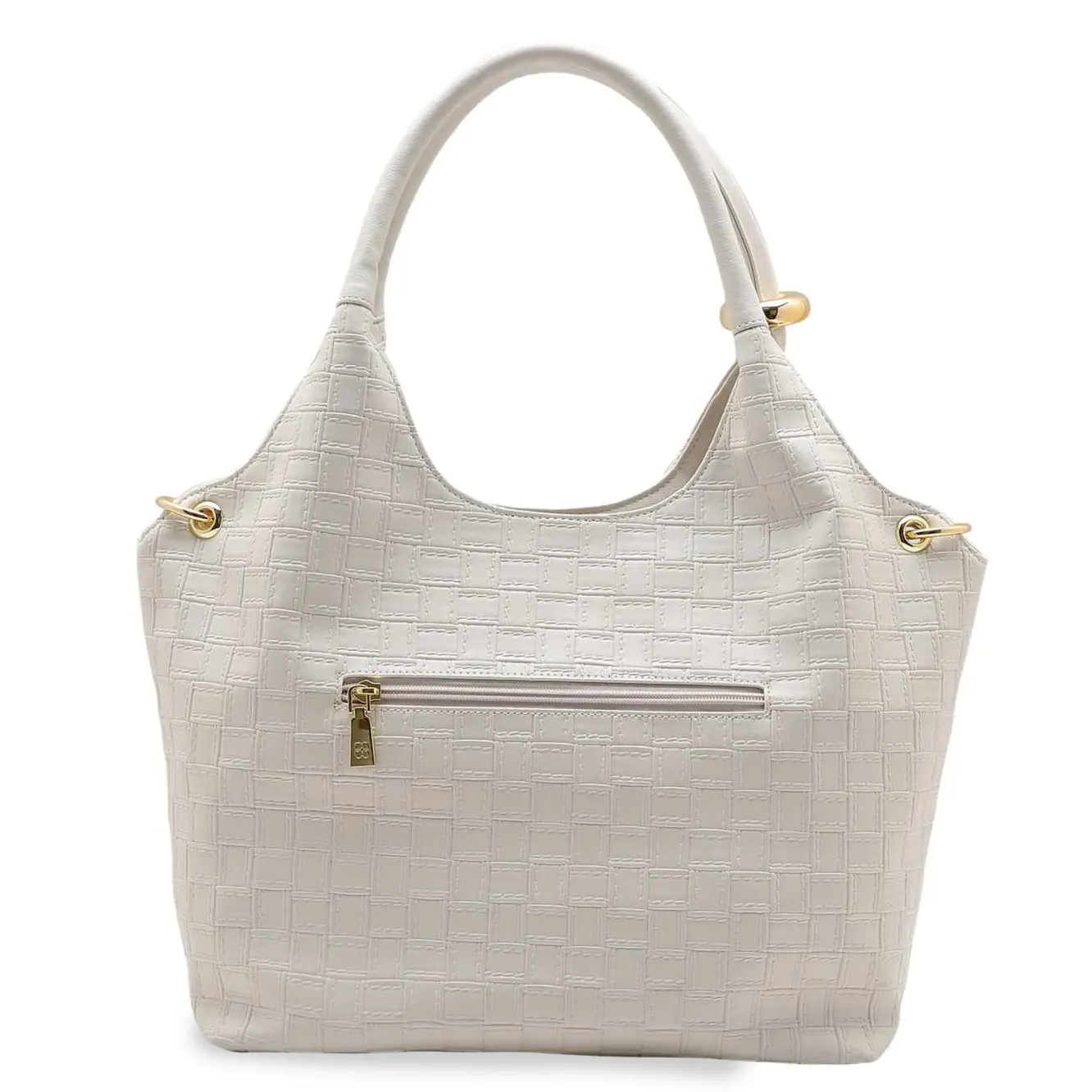 Bolsa Chenson nude vista traseira com bolso externo e alças duplas